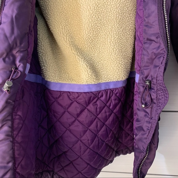 {Lands’ End} Girls Winter Fleece Lined Down Alt Coat/Parka Purple size Medium - Picture 8 of 16